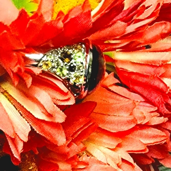 COPY - 🐚 David Sigal SS Smokey Quartz Oval Cabochon Ring with Citrine & Peridot - Picture 14 of 16